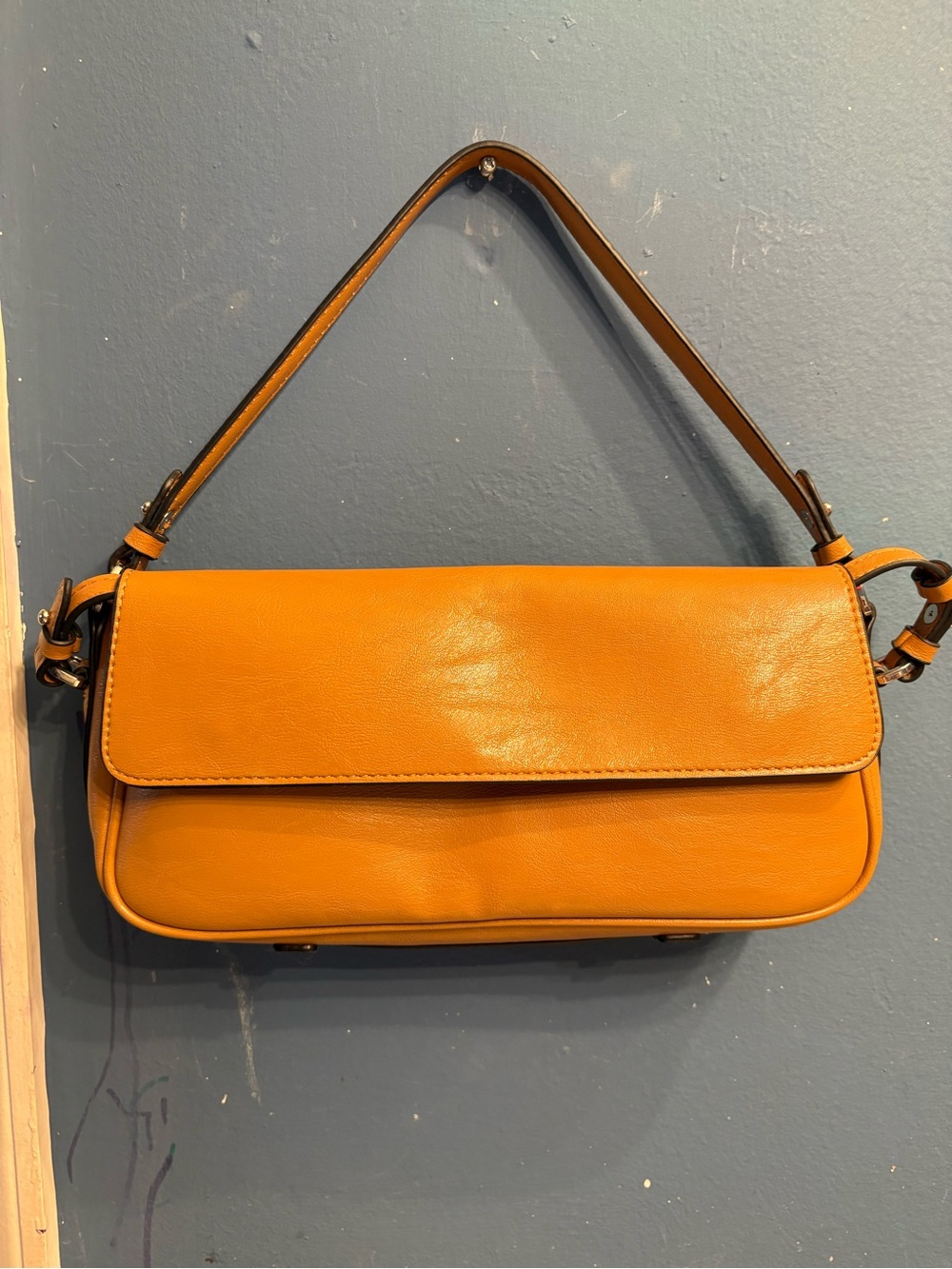 Zara Orange Leather Shoulder Bag